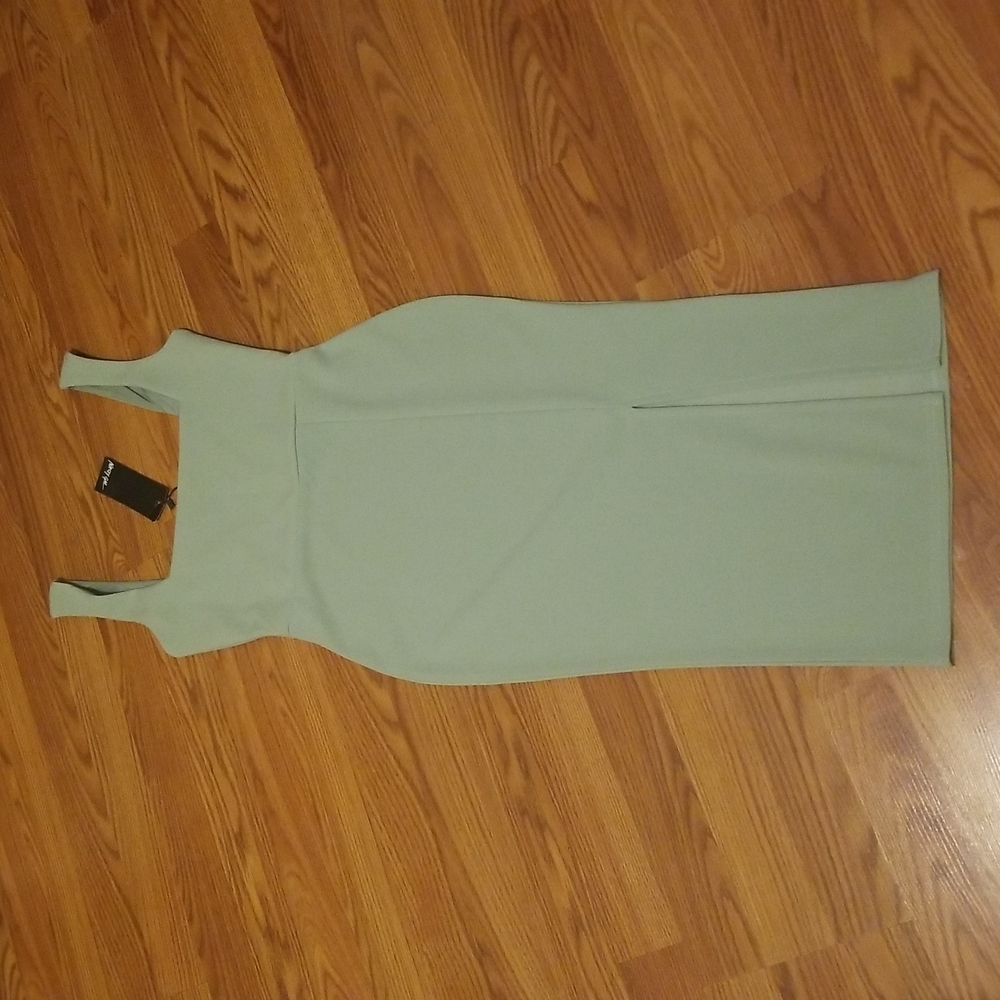 Nasty Gal green midi dress with slit